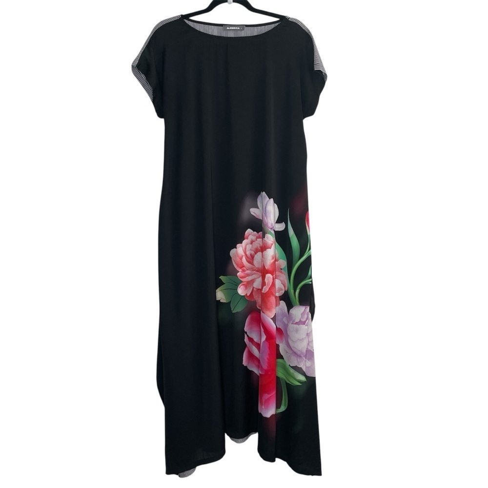 Alembika Floral Flowy Midi Dress Vacation Beach Coastal Size Small